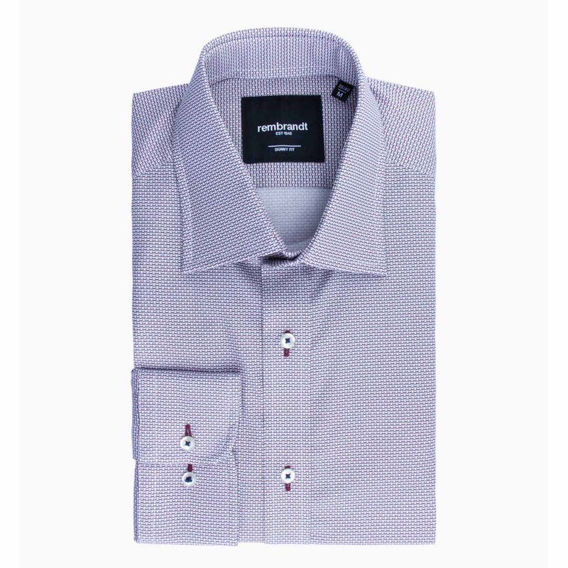 Rembrandt Sinatra Maroon & Navy Geo Print Shirt image number 2
